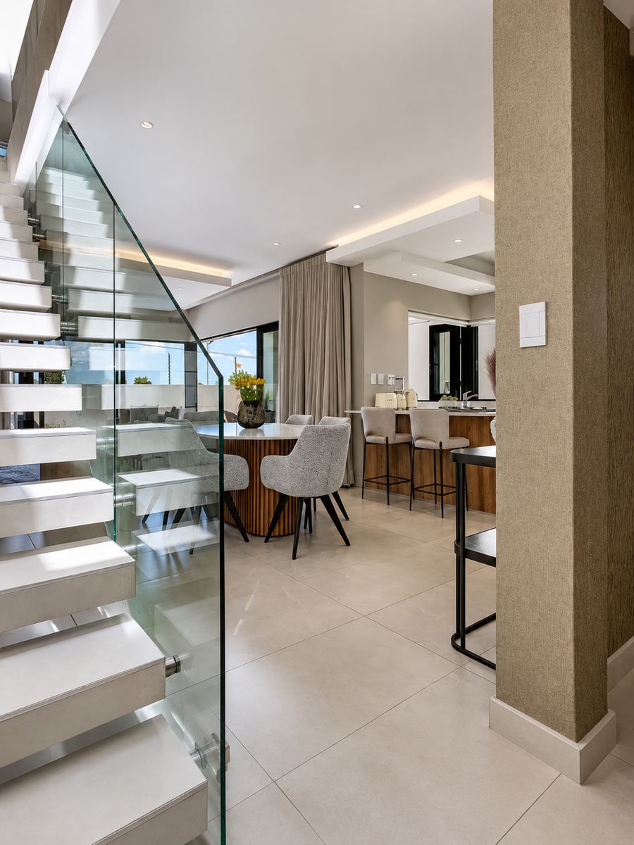 Open-plan dining and bar area